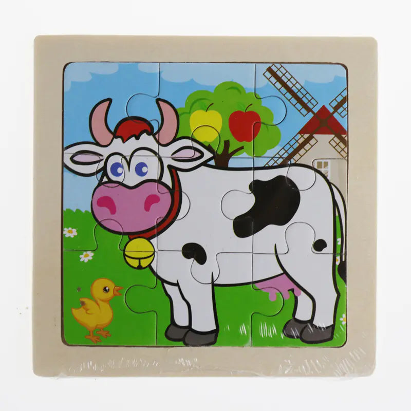 Rompecabezas de madera 3D de animales Montessori para educación temprana (9 piezas)