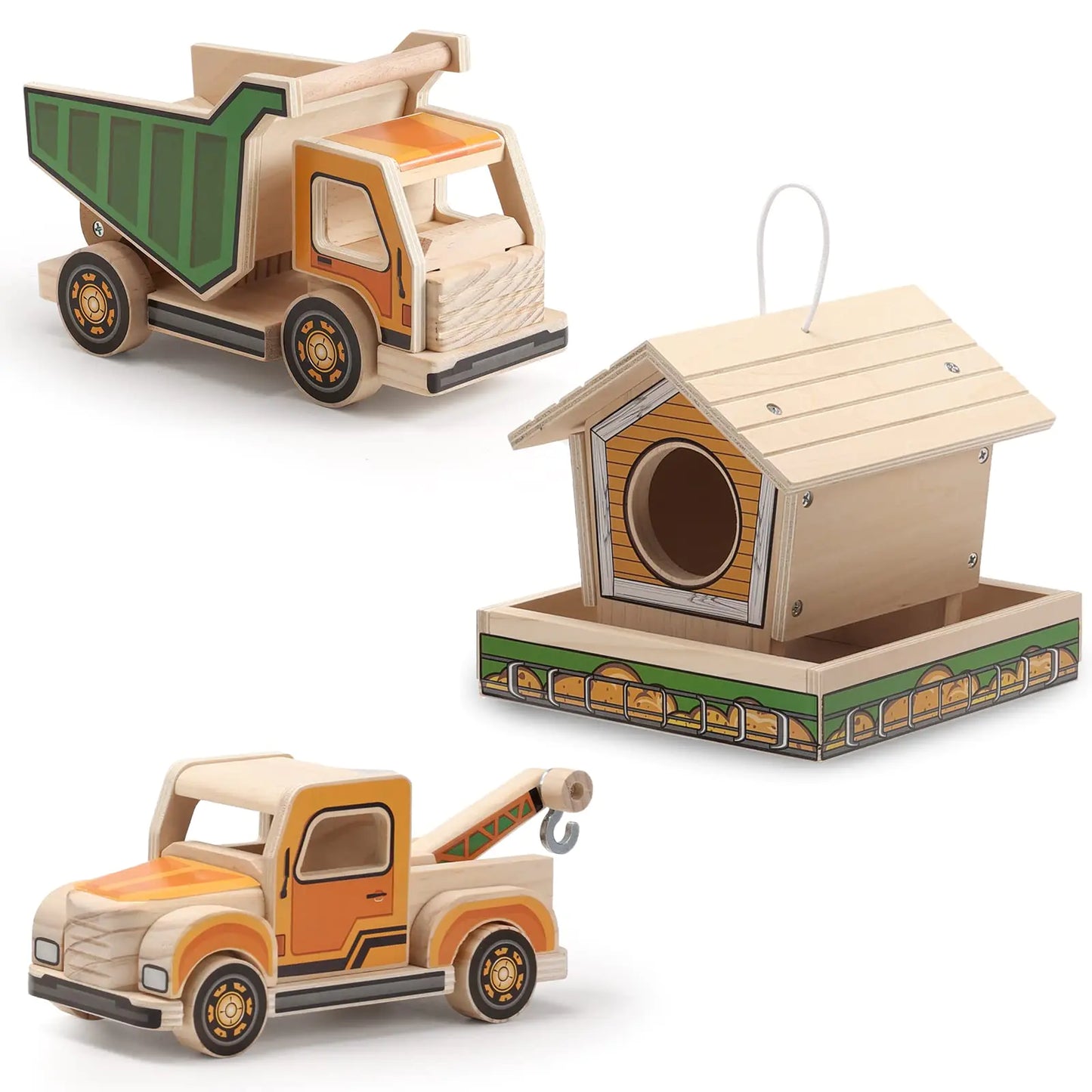 Kit de construcción de carpintería SainSmart Jr. 3 en 1 para niños, proyectos STEM, manualidades de madera, juguetes de ensamblaje con diferentes combinaciones para niños y niñas