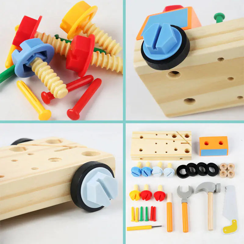 Wooden Children's Assembly Toolbox Simulation Toy Set