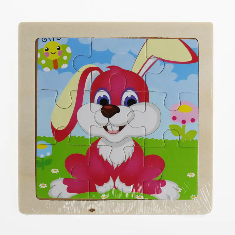 Rompecabezas de madera 3D de animales Montessori para educación temprana (9 piezas)