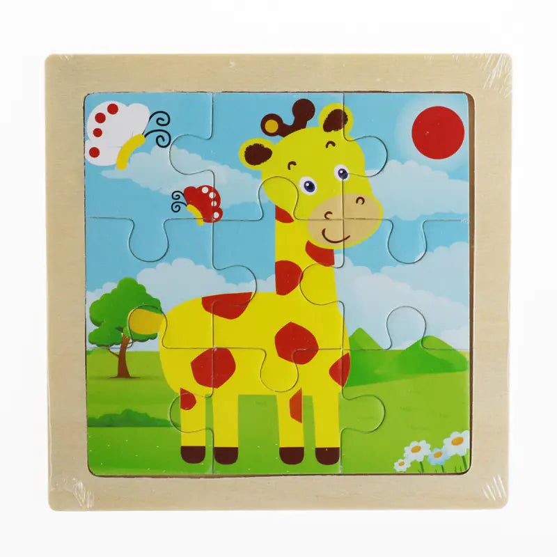 Rompecabezas de madera 3D de animales Montessori para educación temprana (9 piezas)