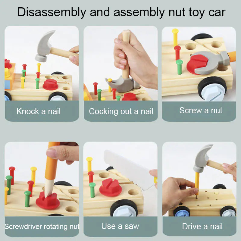 Wooden Children's Assembly Toolbox Simulation Toy Set