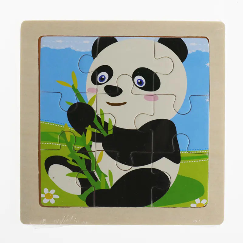 Rompecabezas de madera 3D de animales Montessori para educación temprana (9 piezas)