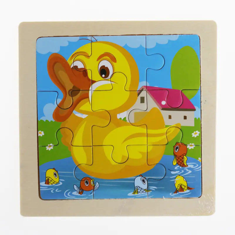 Rompecabezas de madera 3D de animales Montessori para educación temprana (9 piezas)