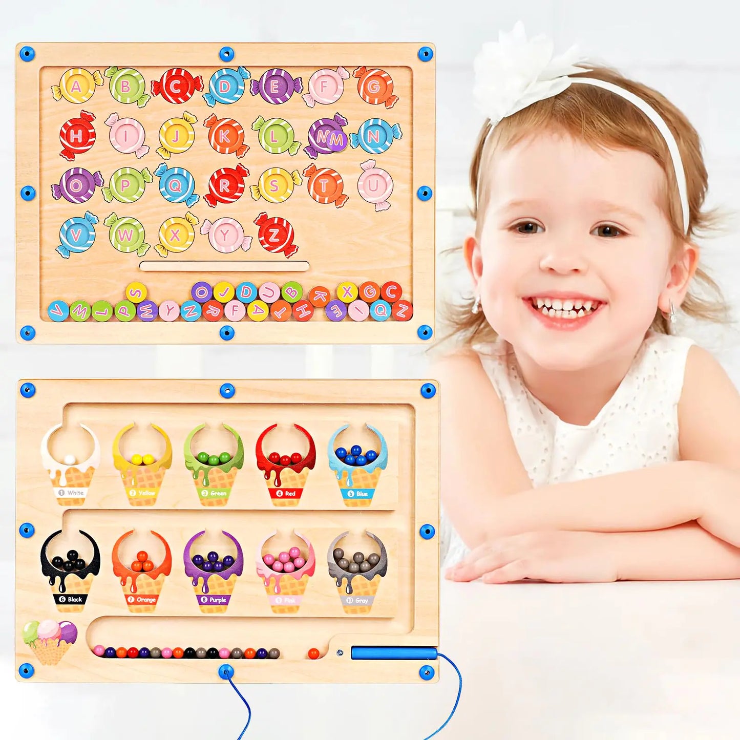 2 in 1 Double Side Magnetic Color and Number Maze Montessori