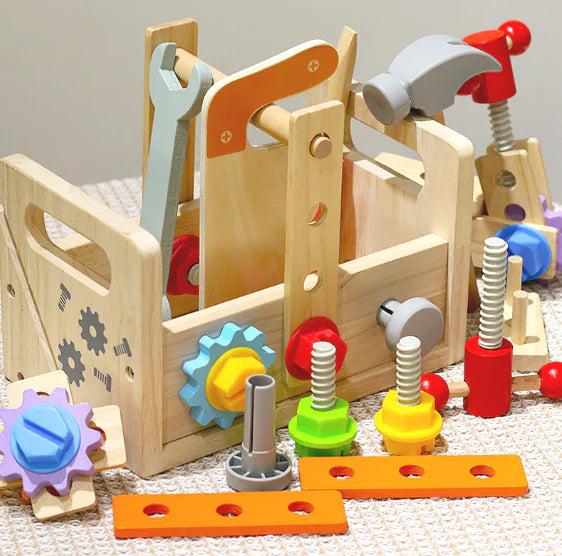 Wooden Children's Assembly Toolbox Simulation Toy Set