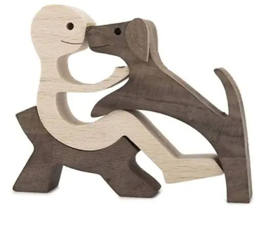 Escultura de perro de madera para decoración del hogar