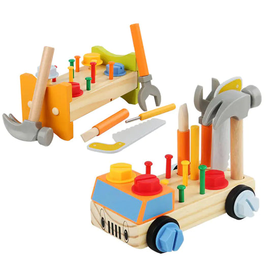 Wooden Children's Assembly Toolbox Simulation Toy Set