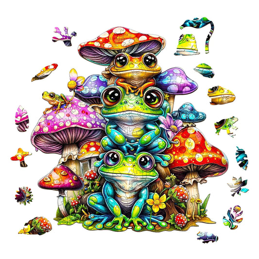Wooden Puzzles for Adults - Frog Family Wooden Puzzle