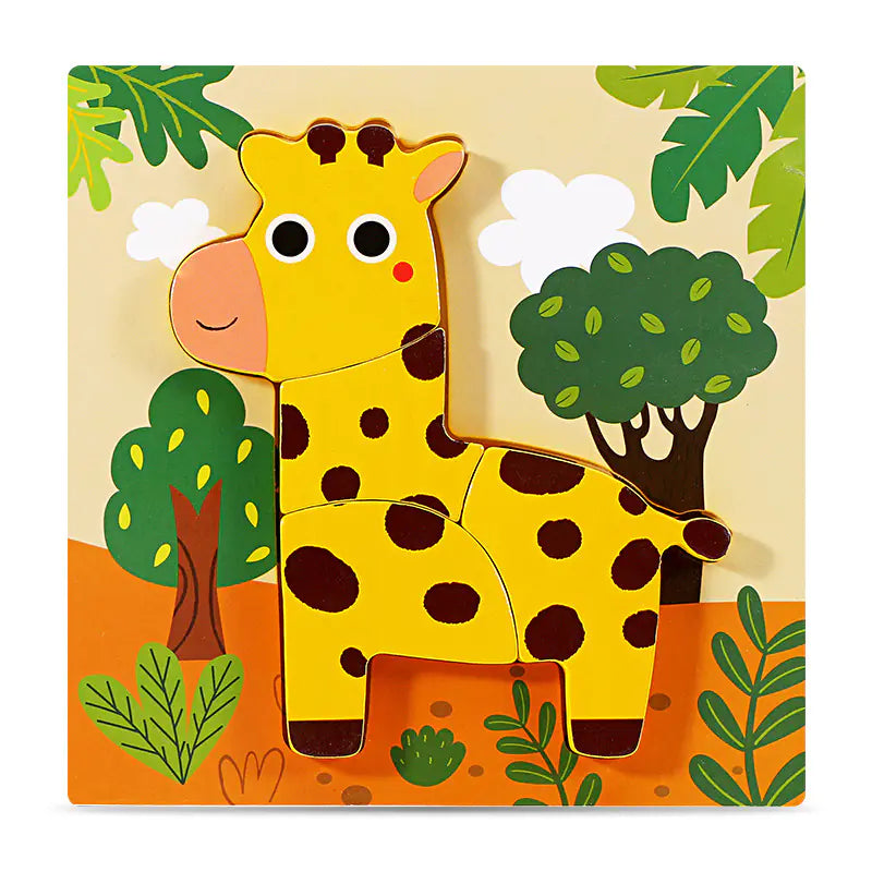 Wooden 3D Animal Puzzle Toy for Early Learning