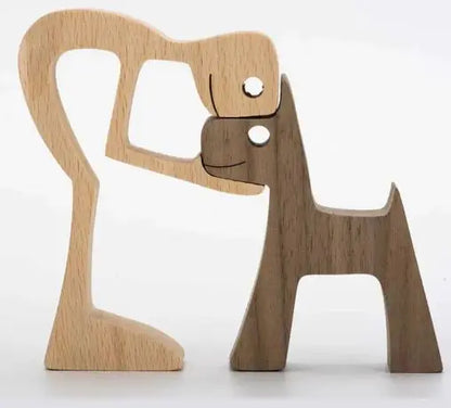Escultura de perro de madera para decoración del hogar