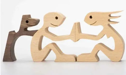 Escultura de perro de madera para decoración del hogar