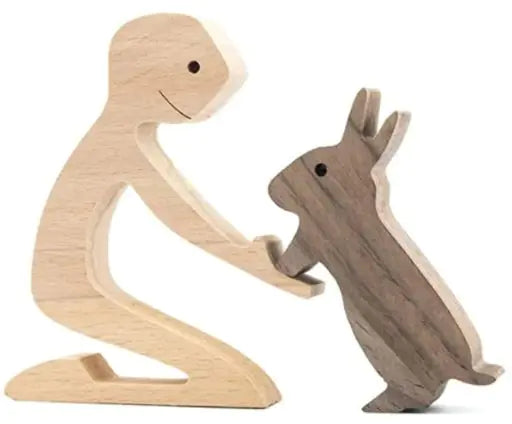 Escultura de perro de madera para decoración del hogar