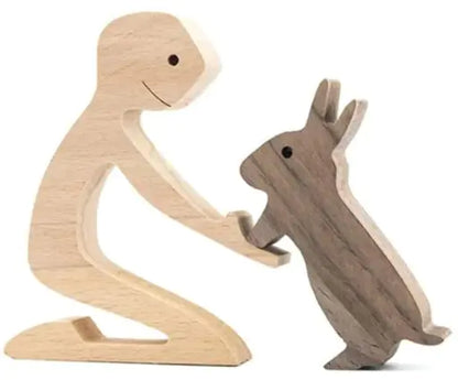 Escultura de perro de madera para decoración del hogar