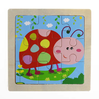Montessori Early Education 3D Animal Wooden Puzzle (9 Pieces)