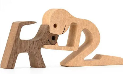 Escultura de perro de madera para decoración del hogar