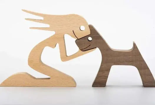 Escultura de perro de madera para decoración del hogar