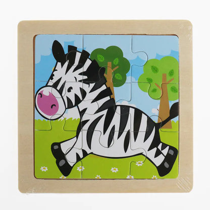 Montessori Early Education 3D Animal Wooden Puzzle (9 Pieces)