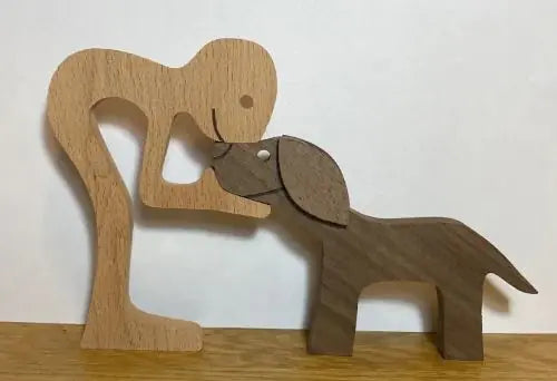 Escultura de perro de madera para decoración del hogar