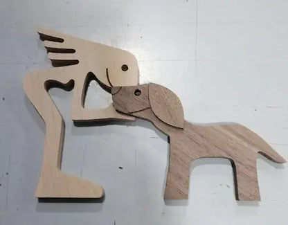 Escultura de perro de madera para decoración del hogar