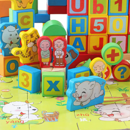 Wooden Stacking Blocks Set - 200 Pieces for Kids