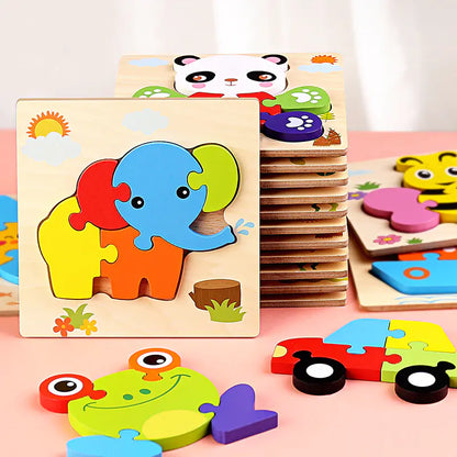 Wooden 3D Puzzle for Infants and Early Education Toys