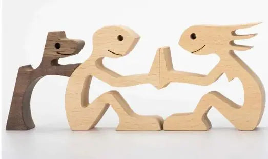Escultura de perro de madera para decoración del hogar