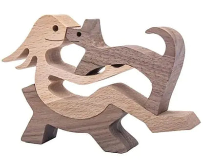 Escultura de perro de madera para decoración del hogar
