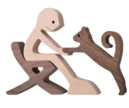 Escultura de perro de madera para decoración del hogar