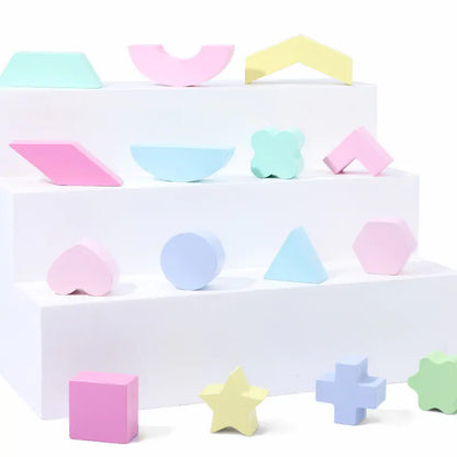 Wooden 15-Hole Shape Sorting Toy for Early Learning