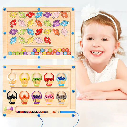 2 in 1 Double Side Magnetic Color and Number Maze Montessori
