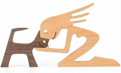 Escultura de perro de madera para decoración del hogar