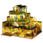 Spilay Dollhouse DIY Miniature Wooden Furniture Kit Mini Handmade Big Castle