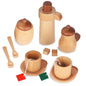 WHOHOLL Wooden Tea Set for Little Girls Natural Wood Toys Tea Party Set Kids Tea Set for Toddlers 1-3 Baby Play Tea Cup Set for Pretend Play Play Kitchen Accessories with Storage Bag
